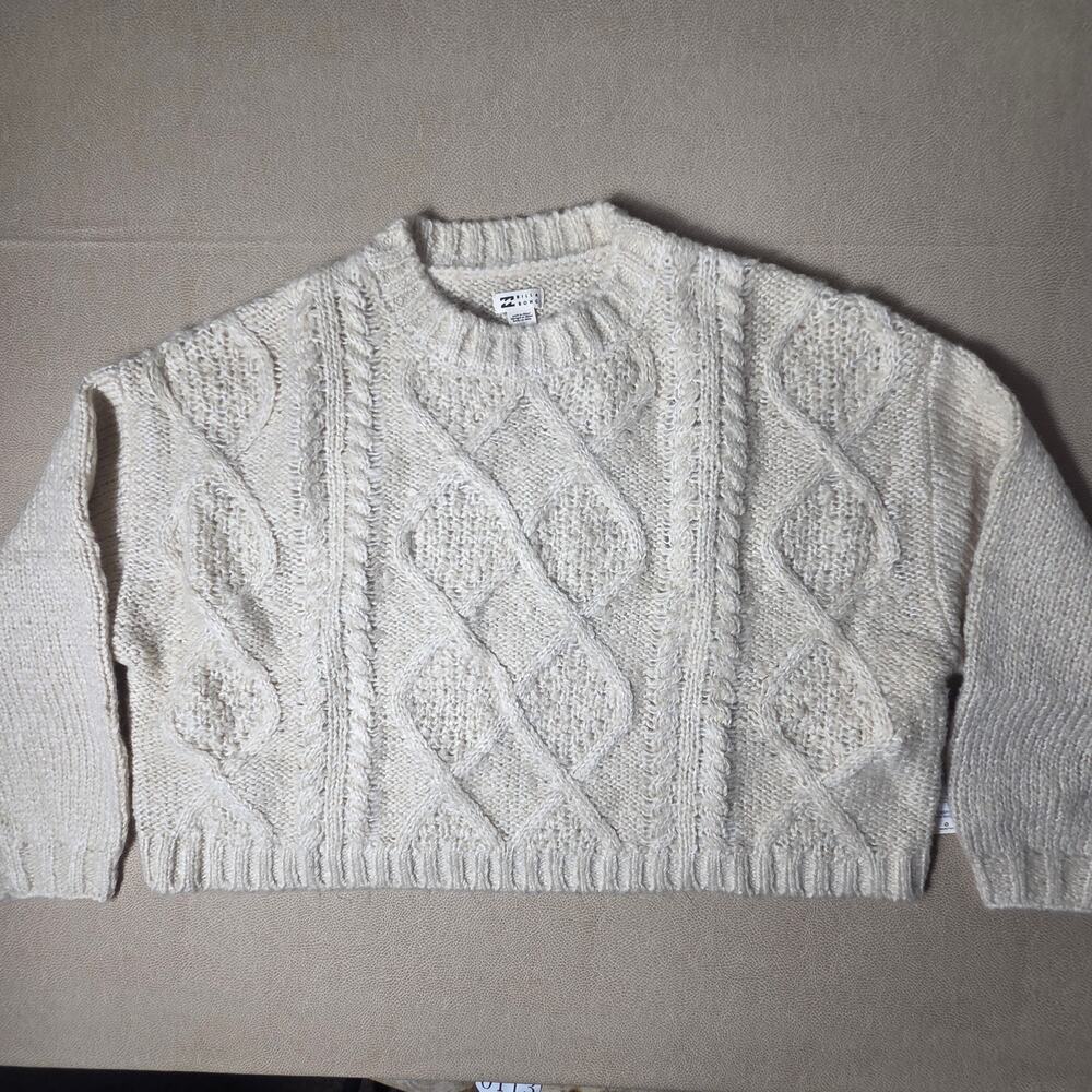 NWT Billabong Modern Love Cable Knit Sweater Cream Small